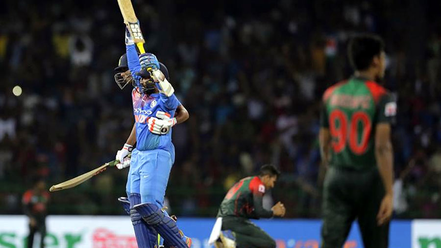 India clinch title with Karthik's last-ball six
