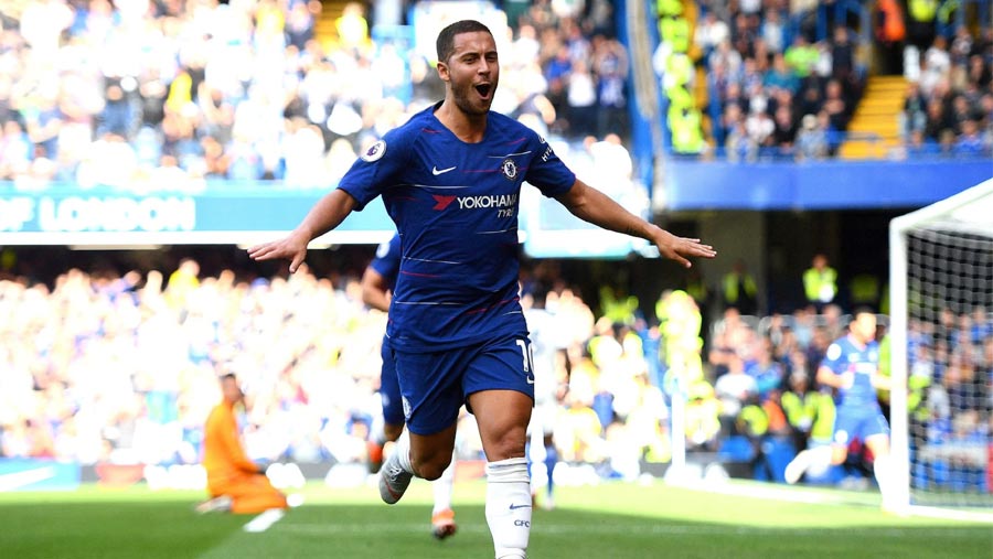 Hazard hat-trick helps Chelsea go top