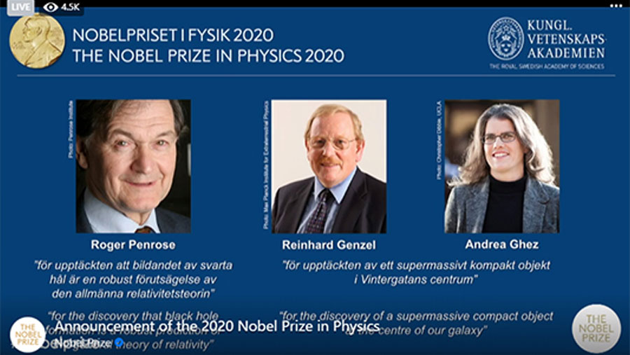 Trio win Nobel Physics Prize for black hole research