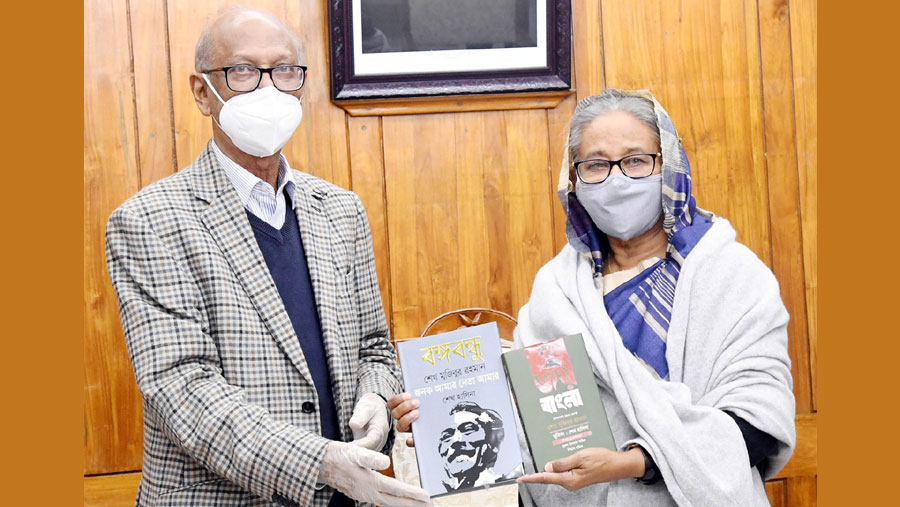 PM unveils cover of two books on Bangabandhu