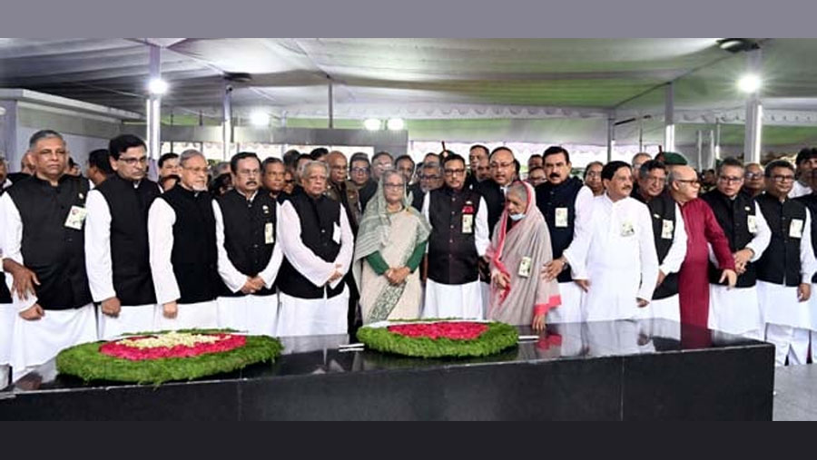 Awami League's 75th founding anniversary: PM pays homage to Bangabandhu